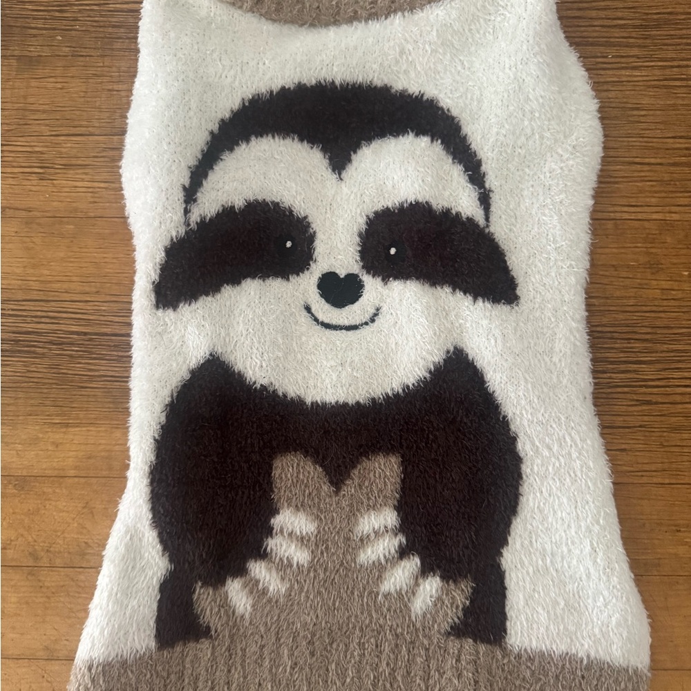 Cozy Fuzzy Sloth Dog Sweater - Cream, Brown, Black